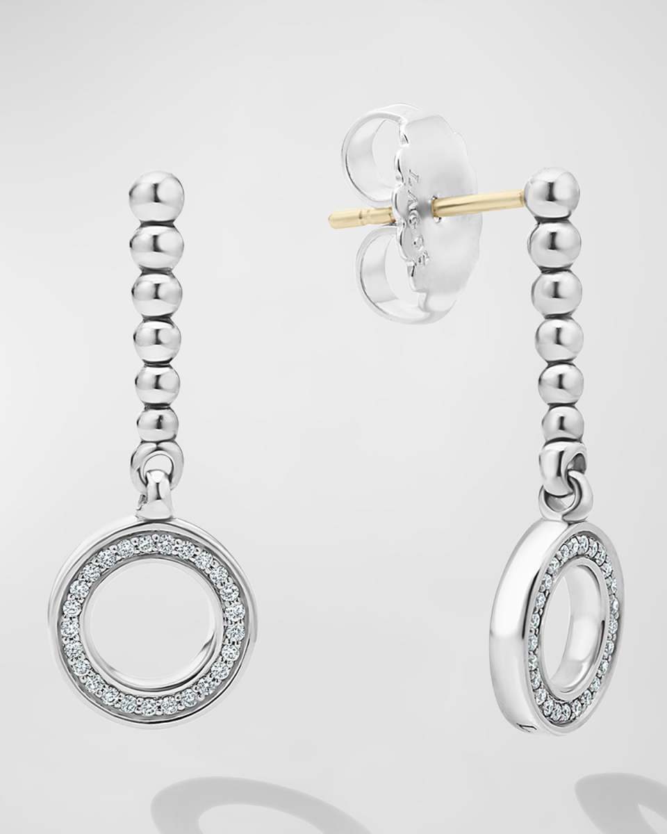 Caviar Spark Diamond Circle Drop Earrings